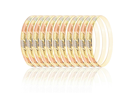 3 Tone plated Diamond Cut Bangles